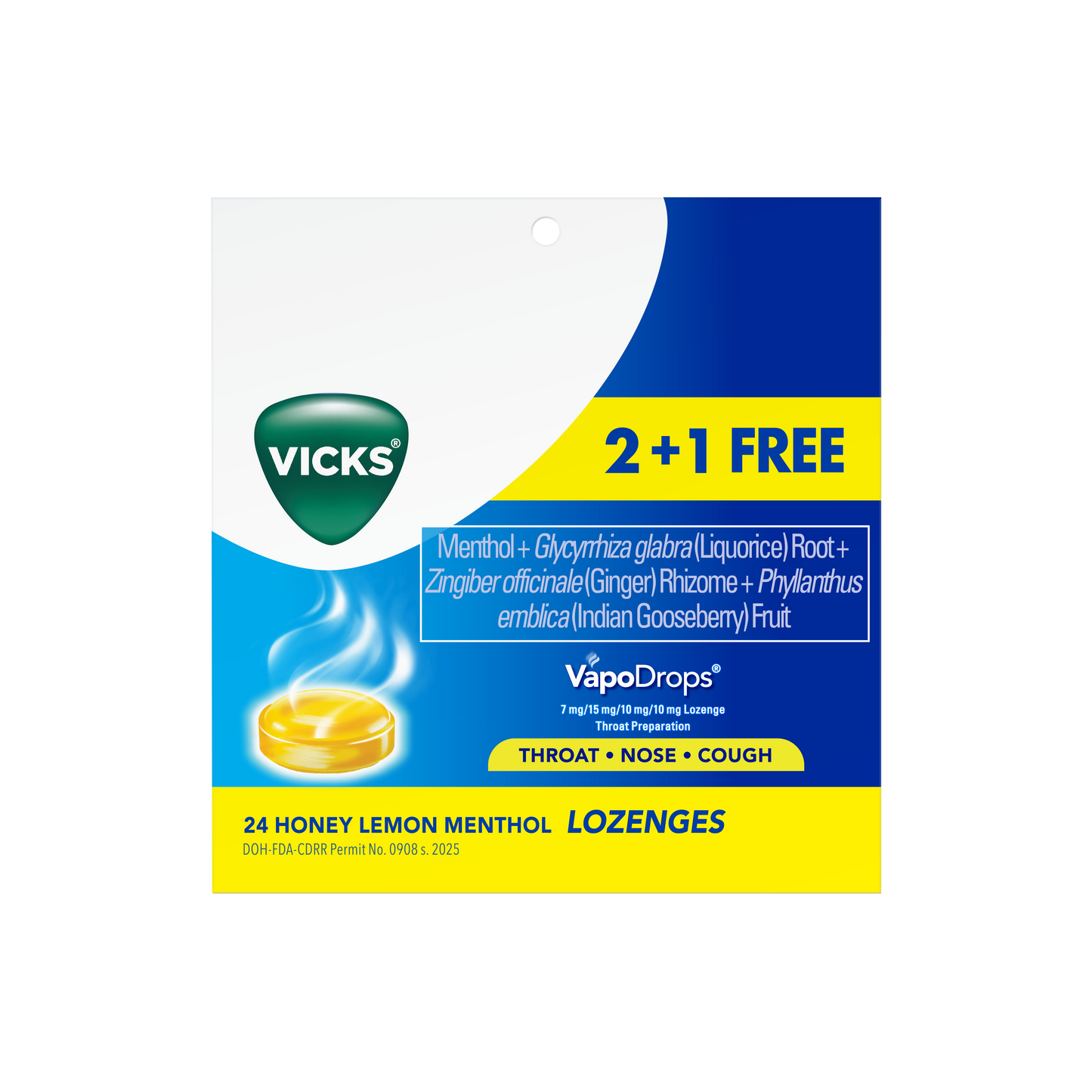 Vicks VapoDrops Honey Lemon Menthol Lozenges - 24s