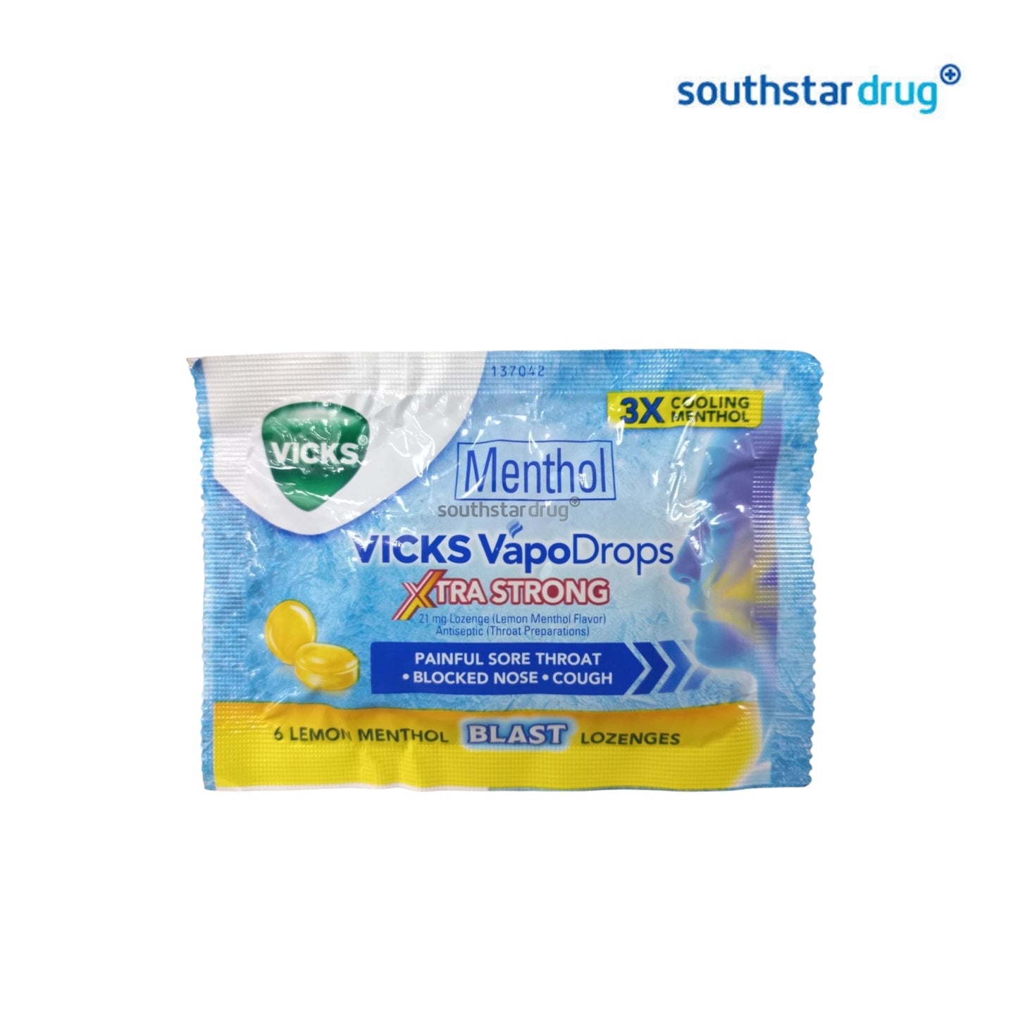 Vicks Vapodrops Xtra Strong Lemon Menthol Lozenges - 6s