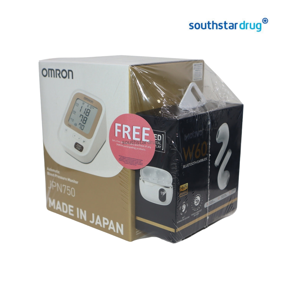 Omron Automatic Blood Pressure Monitor JPN750 with Free Earbuds