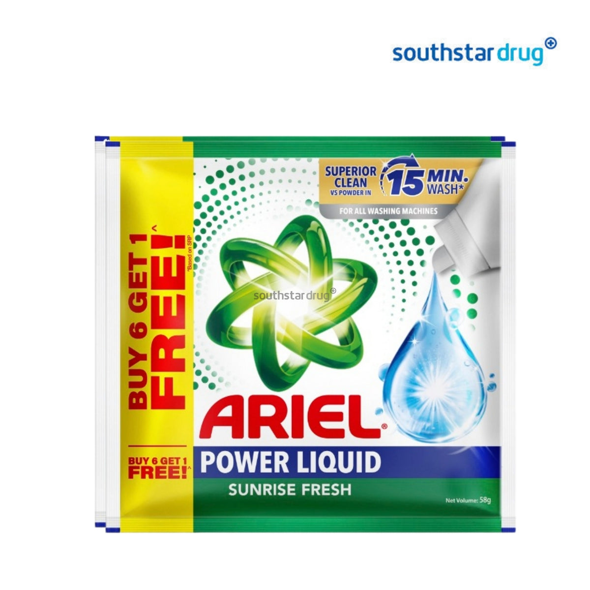 Ariel Liquid Detergent Sunrise Fresh 7s 58g Sachets