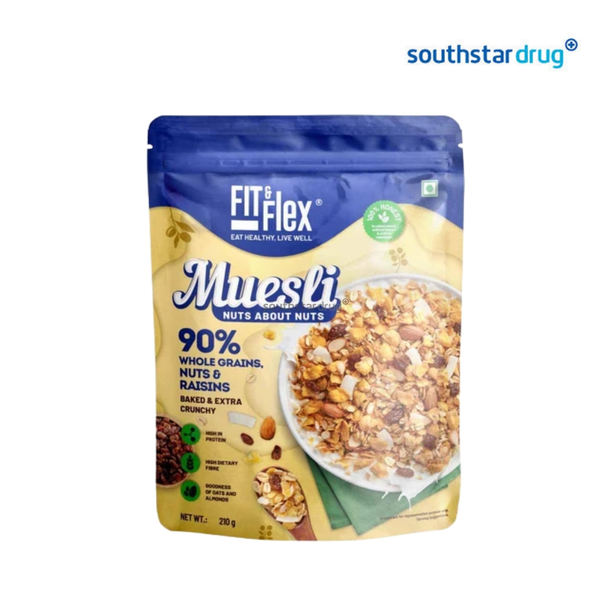 Fit&Flex Muesli Nuts About Nuts 210g (1 Pack) – Nutty Muesli Snack