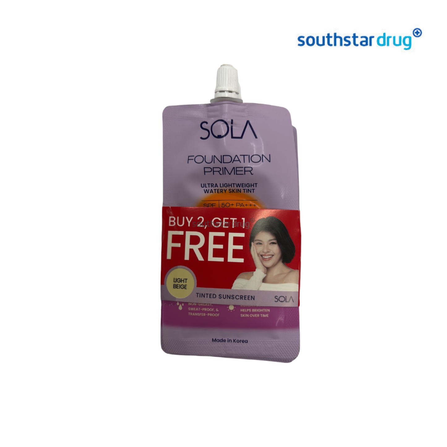 Sola Foundation Primer Ultra lightweight Watery Skin Tint - Light Beige 7ml Buy 2, Get 1 Free
