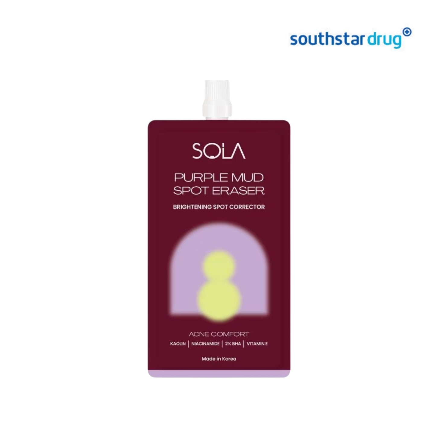 SOLA Beauty Purple Mud Spot Eraser 7g (1 Sachet) – BHA + Niacinamide Dark Spot Corrector & Overnight Blemish Treatment