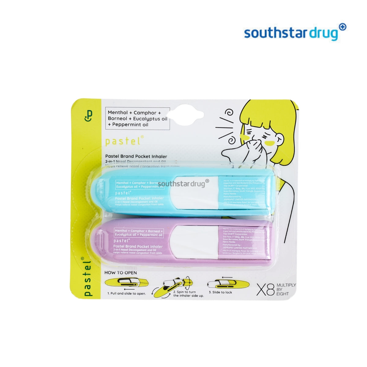 Pastel Inhaler Duo Original Assorted 1.5ml 2 Inhalers – Refreshing Nasal Inhaler