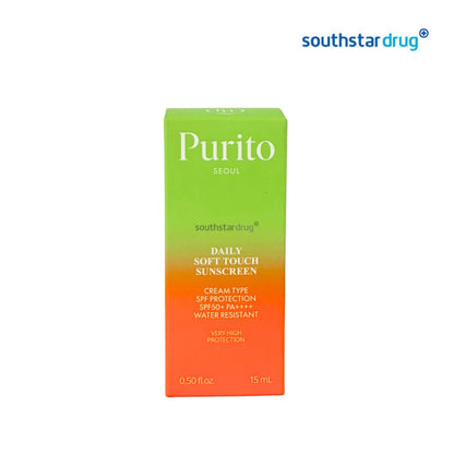 Purito Seoul Soft Touch Sunscreen SPF 50+ PA++++ 15mL (1 Tube) – Water-Resistant Sun Protection
