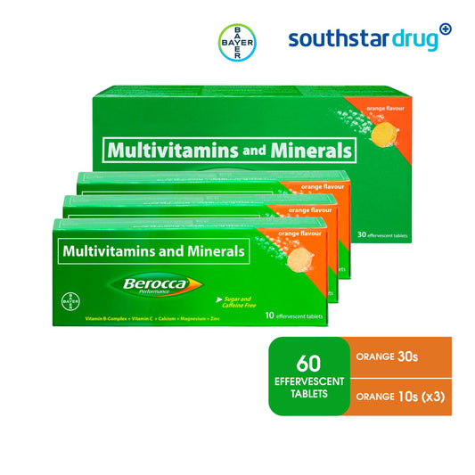 Berocca Orange Energy Vitamins Effervescent Tablets - 30s + 3 Free Berocca Tablet 10s (Bundle Pack)