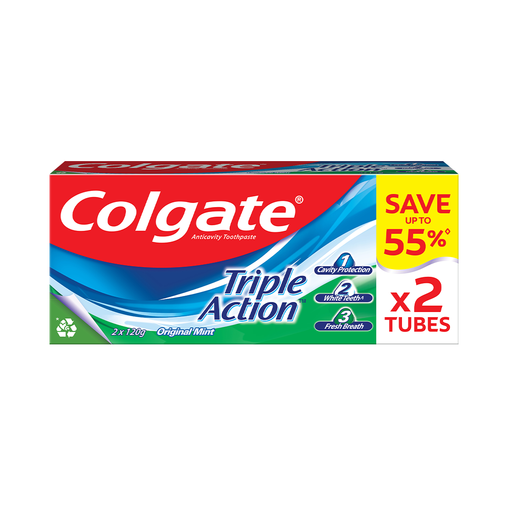 Colgate Triple Action Tube Toothpaste 95ml - 2s