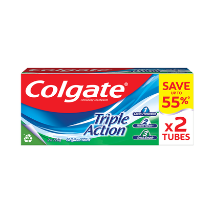 Colgate Triple Action Tube Toothpaste 95ml - 2s