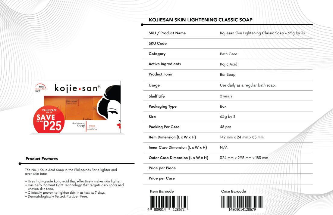 Kojie San Skin Lightening Soap 65g - 3s