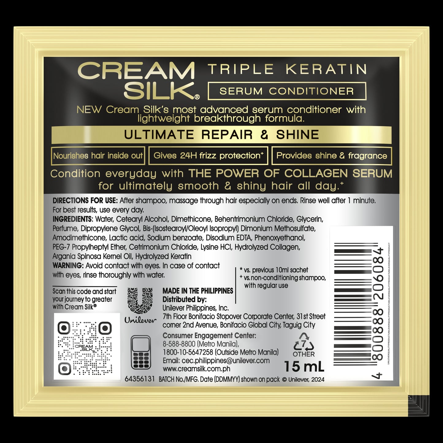 Creamsilk Triple Keratin Rescue Ultra Treatment Hair Wrap Ultimate Repair & Shine 25 ml