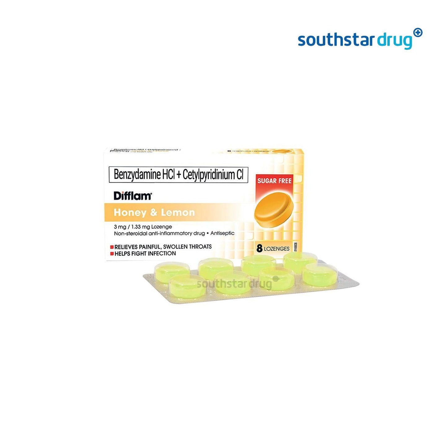 Difflam Honey & Lemon 3mg / 1.33mg Lozenge - 8s - Southstar Drug