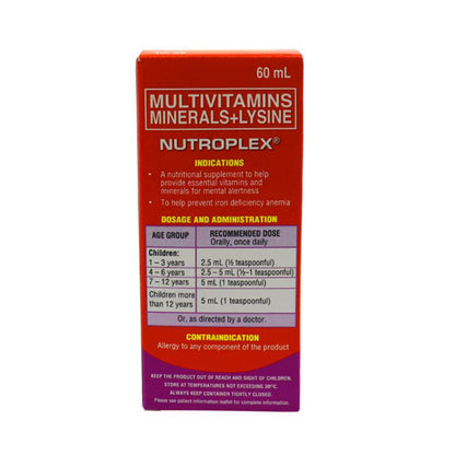 Nutroplex with Lysine 60ml Syrup - Southstar Drug