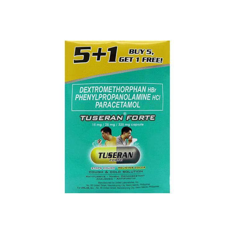 Tuseran Forte 15 mg / 25 mg / 325 mg 5+1 Promo Pack Capsule - Southstar Drug