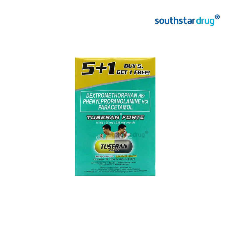 Tuseran Forte 15 mg / 25 mg / 325 mg 5+1 Promo Pack Capsule - Southstar Drug