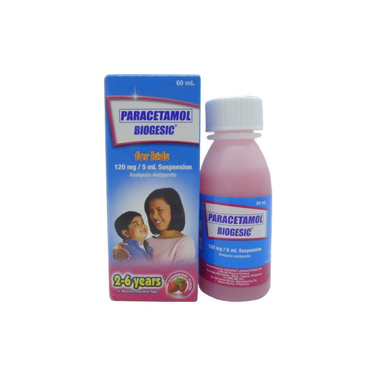 Biogesic for Kids 120mg/5ml Strawberry Flavor Oral Suspension 60ml - Southstar Drug