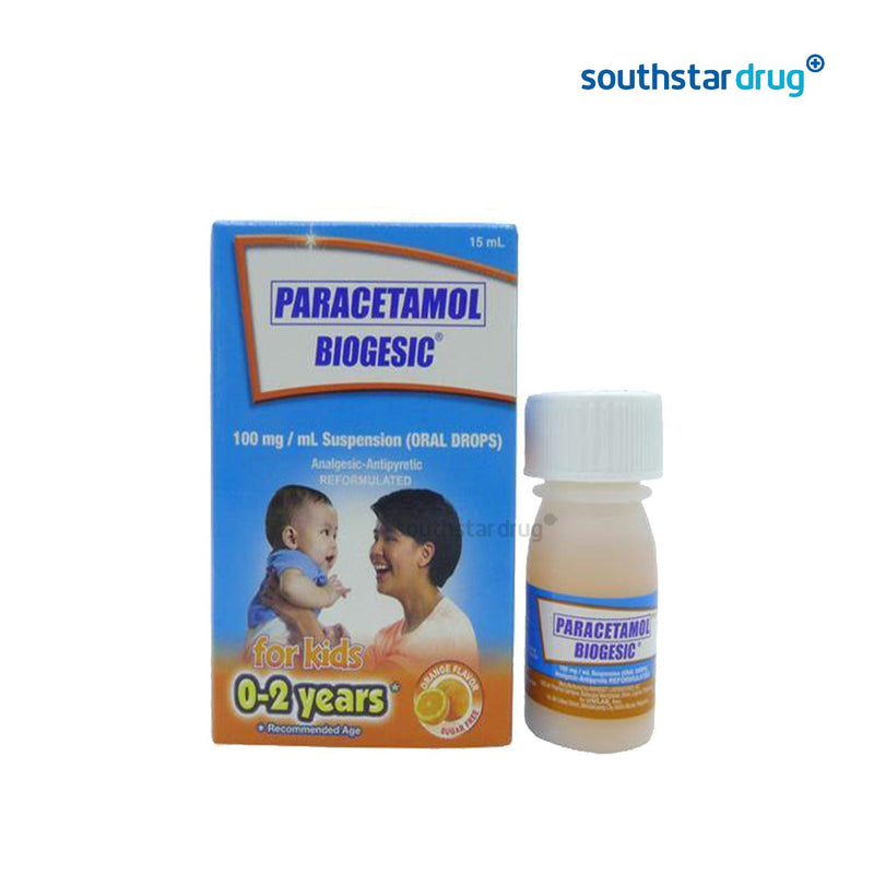 Biogesic For Kids 0 - 2 years old Orange Flavor 100 mg / ml 15 ml Oral Drops - Southstar Drug