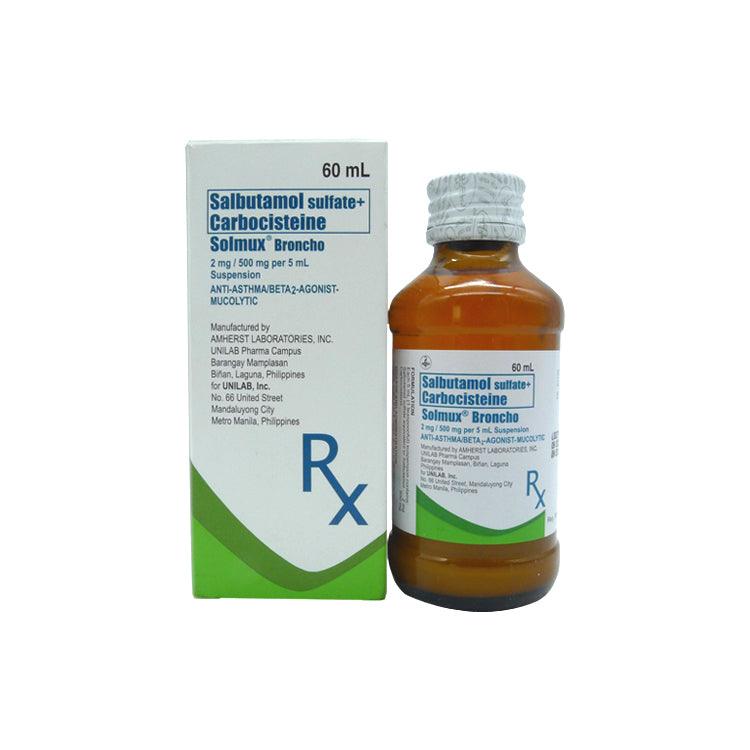 Rx: Solmux Broncho 2mg / 500mg 60ml Oral Suspension - Southstar Drug