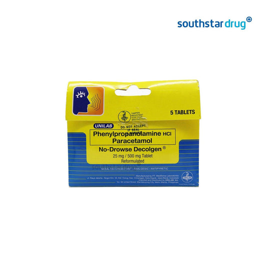 Decolgen No-drowse 25mg / 500mg Tablet 5X1 - Southstar Drug