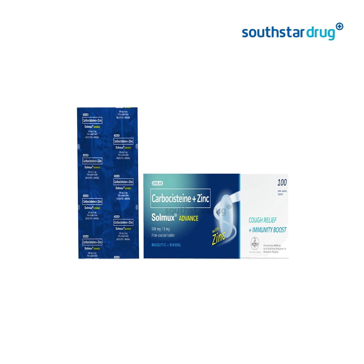 Solmux Advance 500mg/5mg Tablet - 20s - Southstar Drug