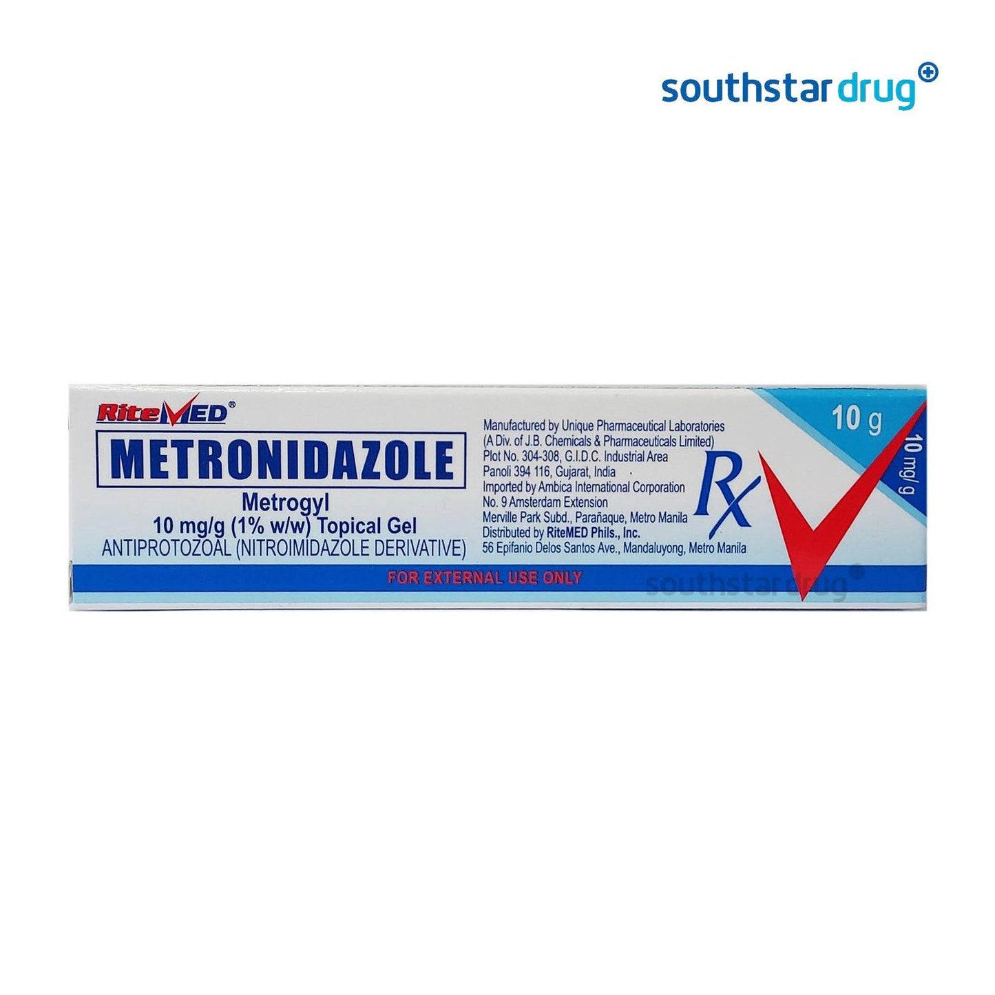 Rx: Ritemed Metronidazole 10mg/g Topical Gel - Southstar Drug