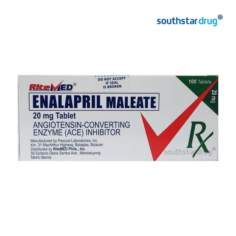 Rx: Ritemed Enalapril Maleate 20mg Tablet - Southstar Drug
