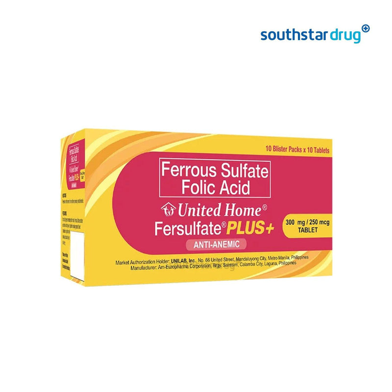 UHP Fersulfate Plus 300mg / 250mcg Tablet - 20s - Southstar Drug