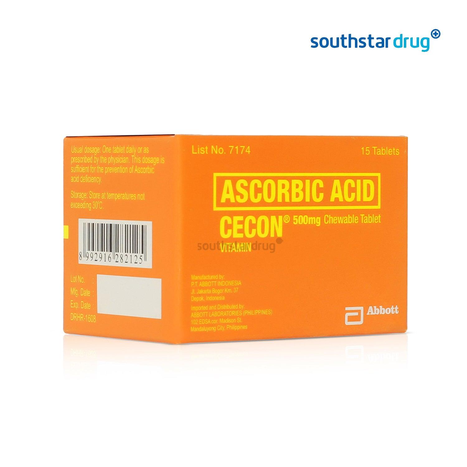 Cecon Ascorbic Acid Orange-Flavored Chewable Tablet - 15s - Southstar Drug