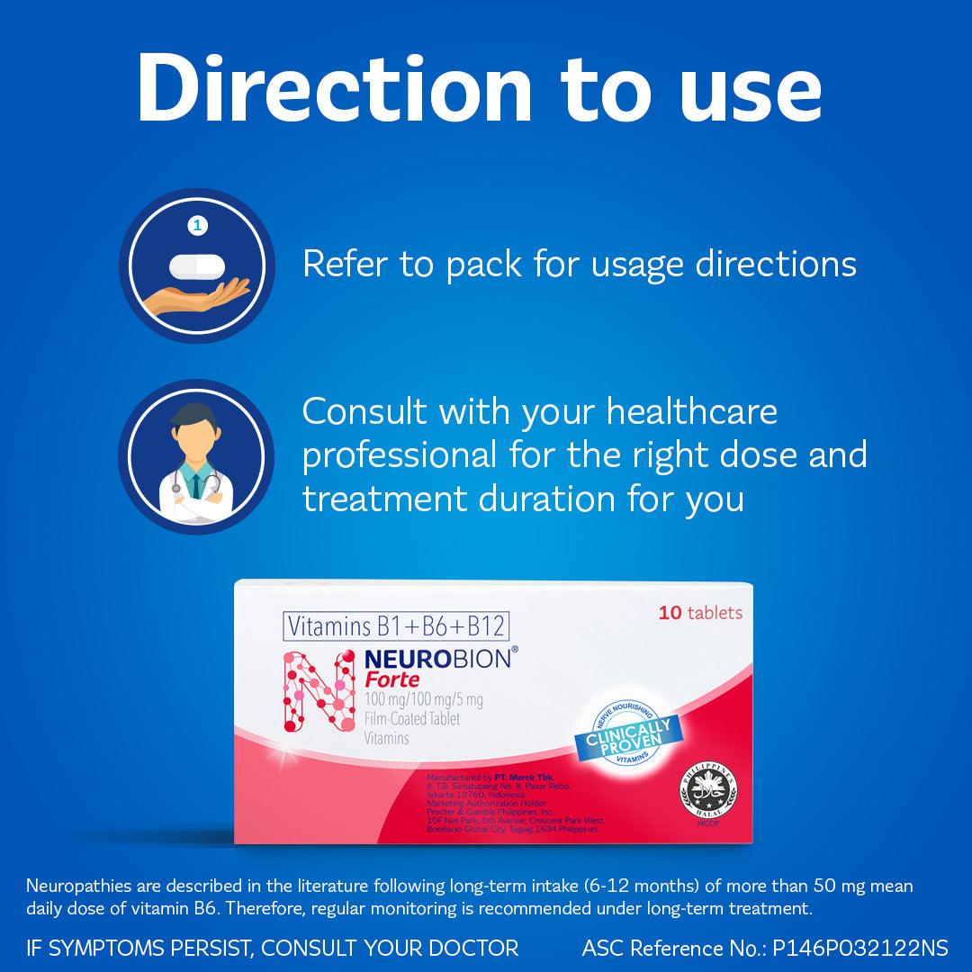 Neurobion Forte Tablet 5000mg vitamin B-complex 10 tablets pack