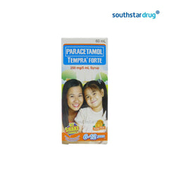 Tempra Forte 6 - 12 years old Orange Flavor 250 mg / 5 ml 60 ml Syrup - Southstar Drug