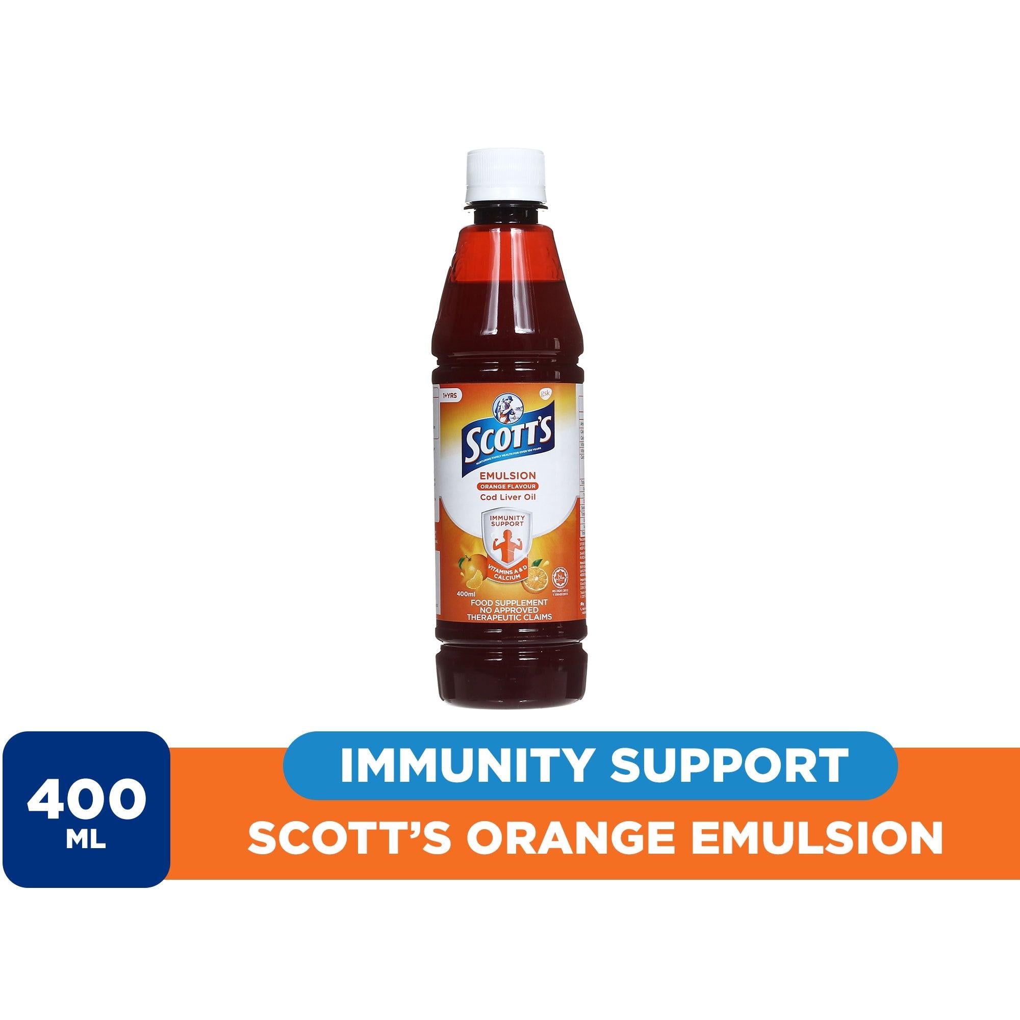 200ML SCOTT'S EMULSION COD LIVER OIL EXTRA (ORANGE FLAVOR) - HEALTH  NUTRITION