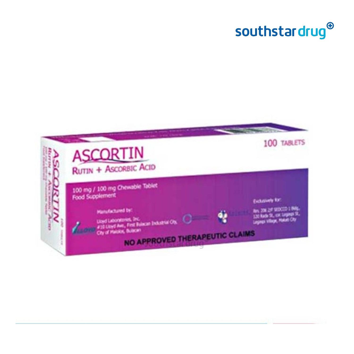 Ascortin 100mg/100mg Chewable Tablet - 20s - Southstar Drug