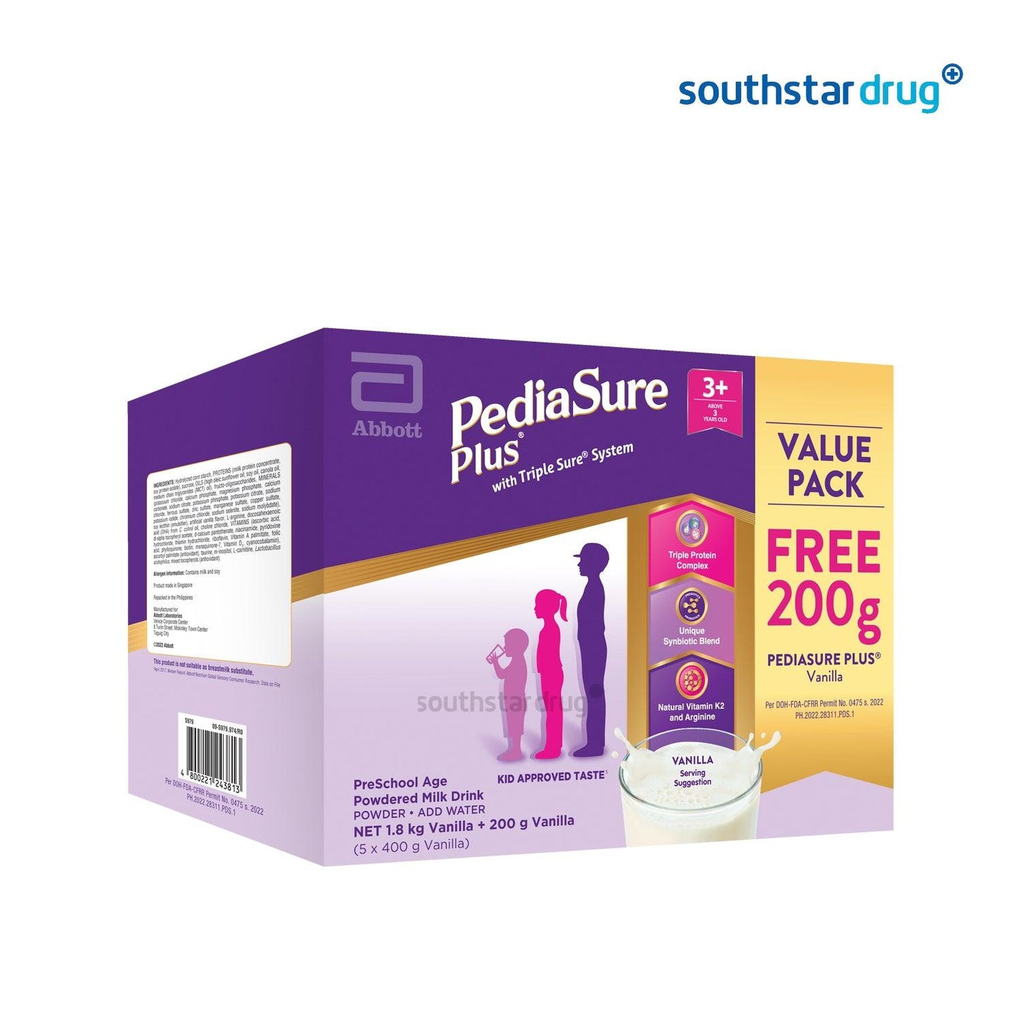 Pediasure Plus Vanilla 1.8Kg Free 200g - Southstar Drug