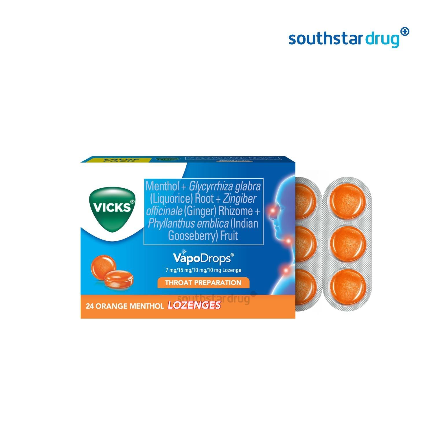 Vicks VapoDrops Orange Menthol Lozenges - 24s - Southstar Drug