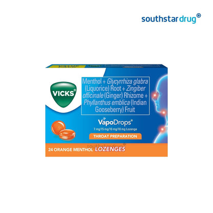 Vicks VapoDrops Orange Menthol Lozenges - 24s - Southstar Drug