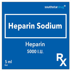Rx: Heparin Sodium 5000 I.U. 5ml Vial - Southstar Drug