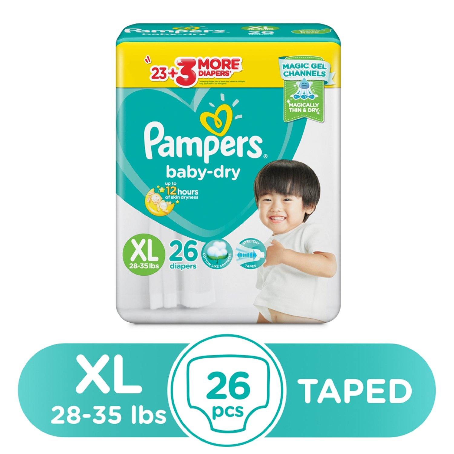 Pampers Baby Dry Taped Diapers XL - 26s - Southstar Drug