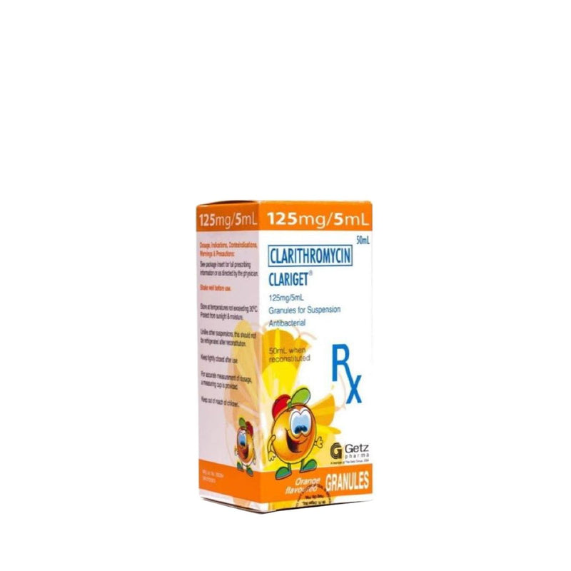 Rx: Clariget Orange Flavor 125mg / 5ml 50ml Oral Suspension