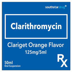 Rx: Clariget Orange Flavor 125mg / 5ml 50ml Oral Suspension