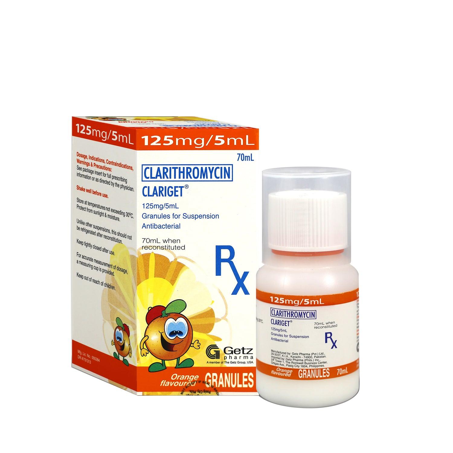 Rx: Clariget Orange Flavor 125mg / 5ml 70ml Oral Suspension - Southstar Drug