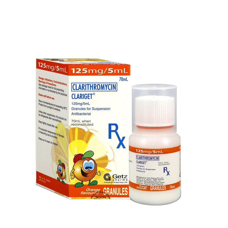 Rx: Clariget Orange Flavor 125mg / 5ml 70ml Oral Suspension - Southstar Drug