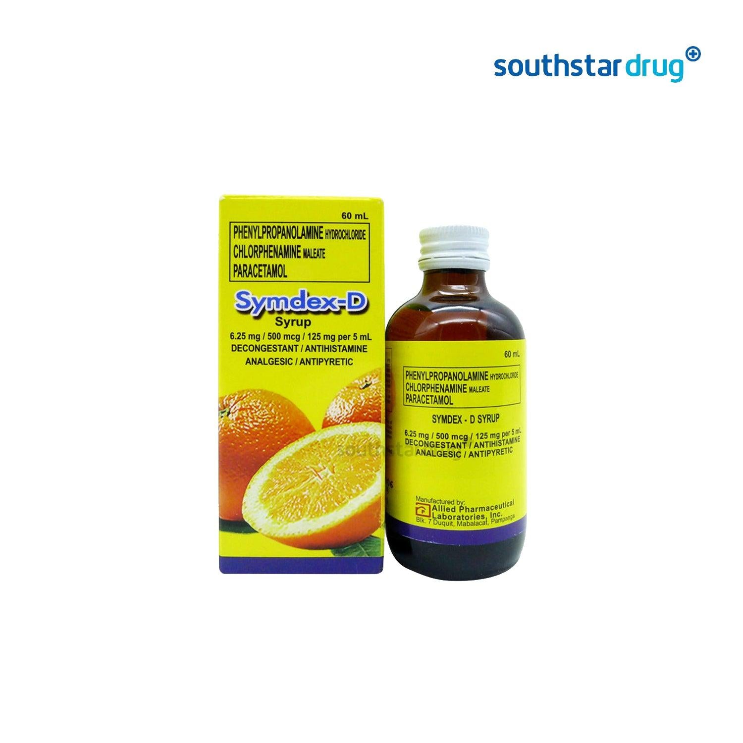 Symdex - D 6.25mg / 500mcg / 125mg 60ml Syrup - Southstar Drug