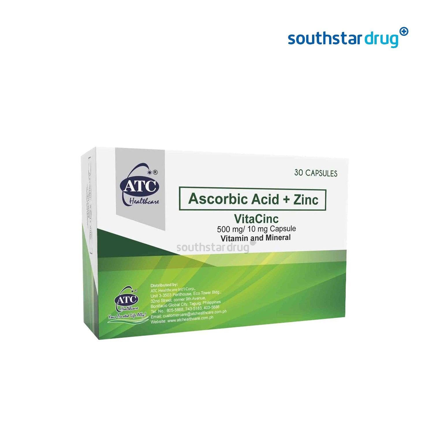 ATC Vitacinc 500mg / 10mg Capsule - 30s - Southstar Drug