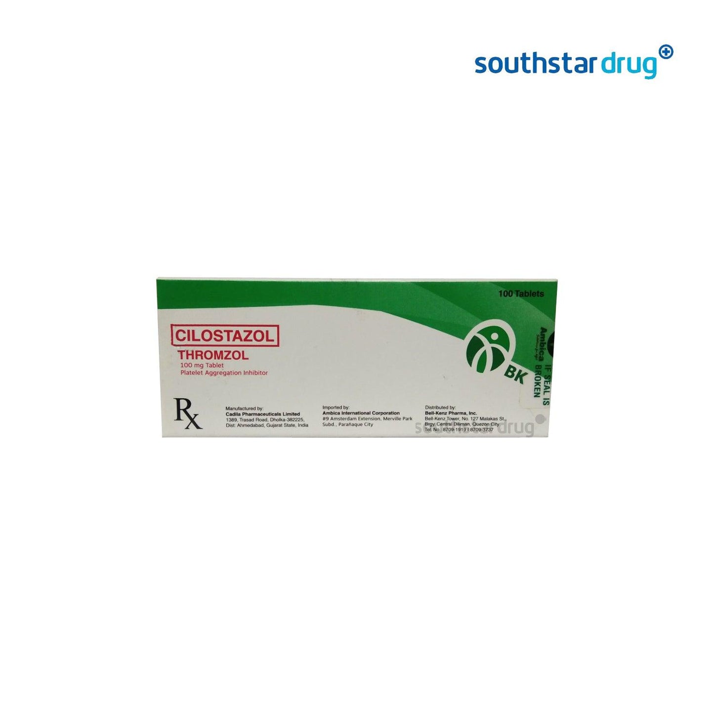 Rx: Thromzol 100mg Tablet - Southstar Drug