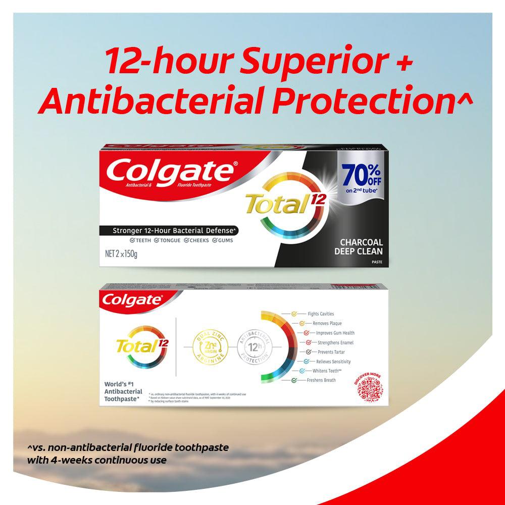Colgate Total 12 Charcoal Deep Clean Toothpaste 2 x 150 g - Southstar Drug