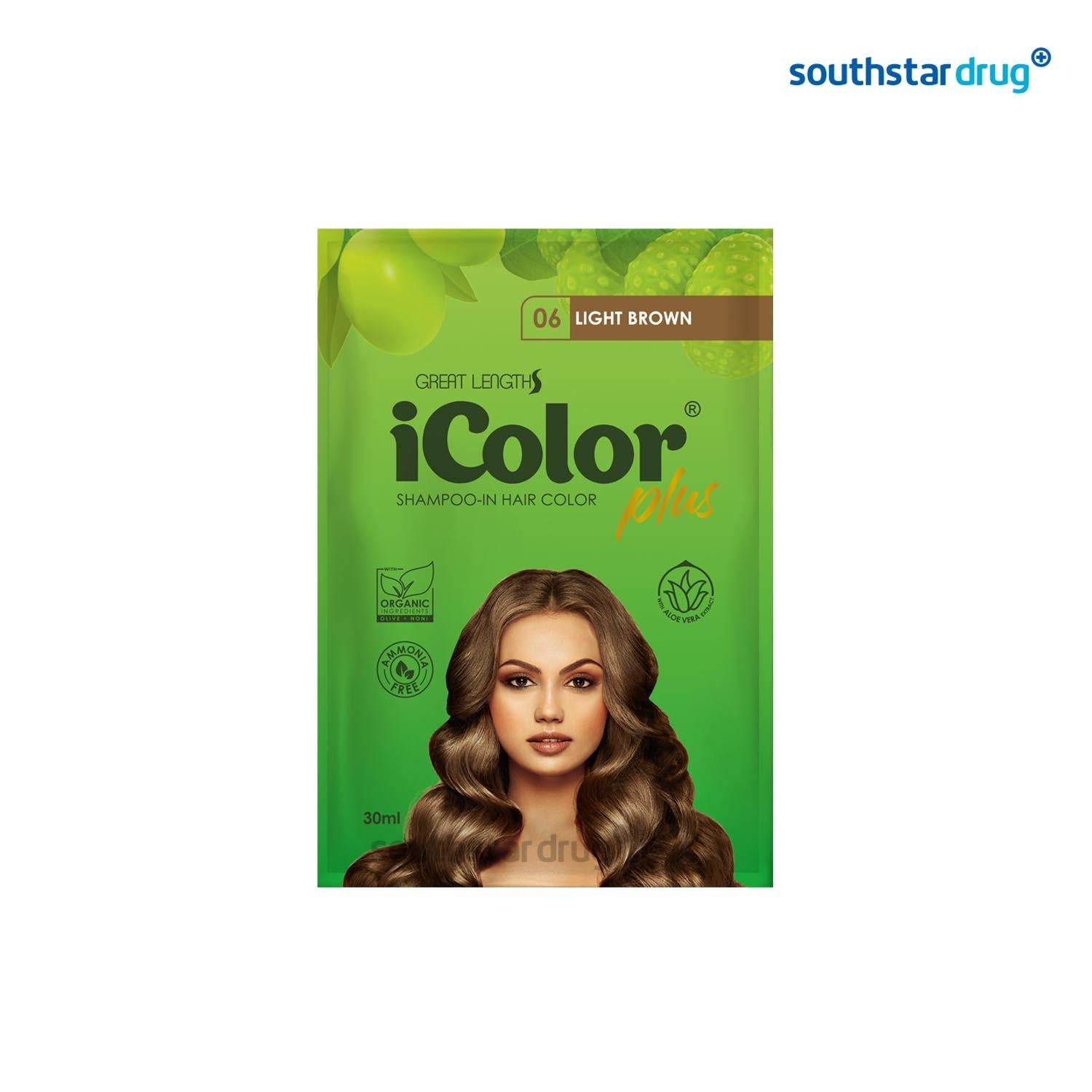 iColor Hair Dye Shampoo Light Brown 40ML Sachet - Southstar Drug