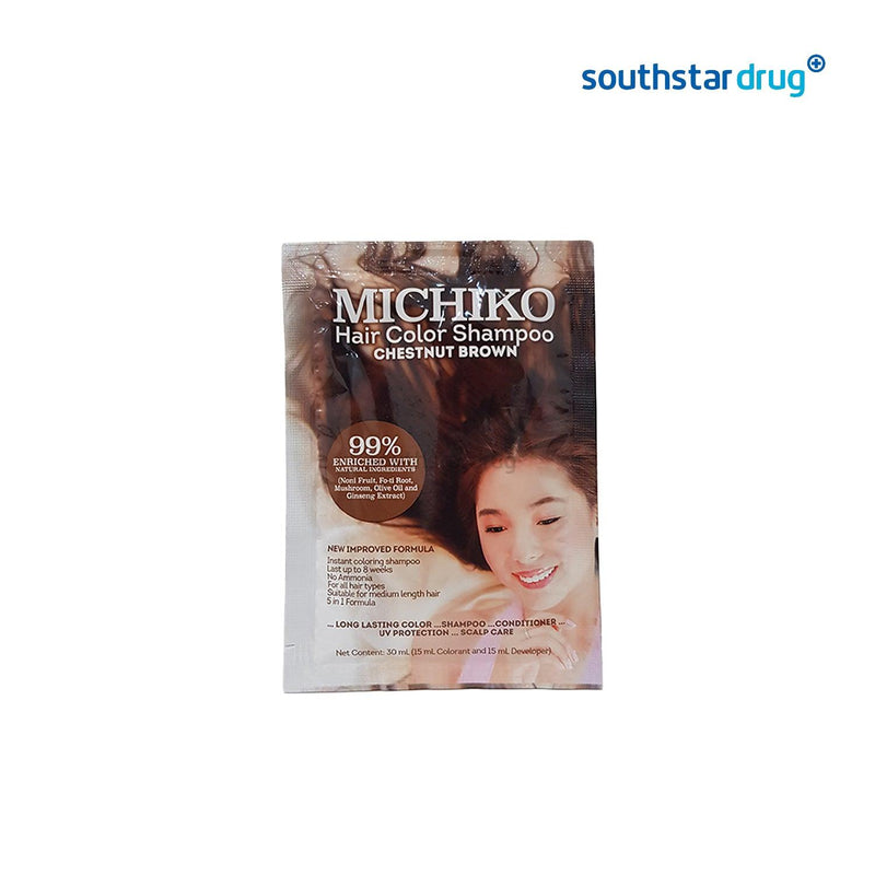 Michiko Hair Color Chestnut Brown Shampoo 30ml - Southstar Drug