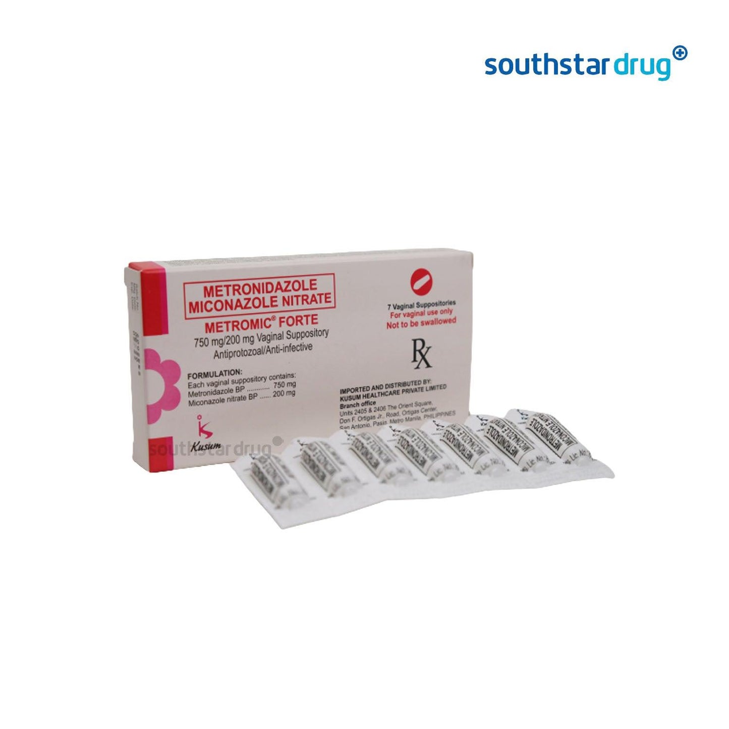 Rx: Metromic Forte 750mg / 200mg Vaginal Suppository - Southstar Drug