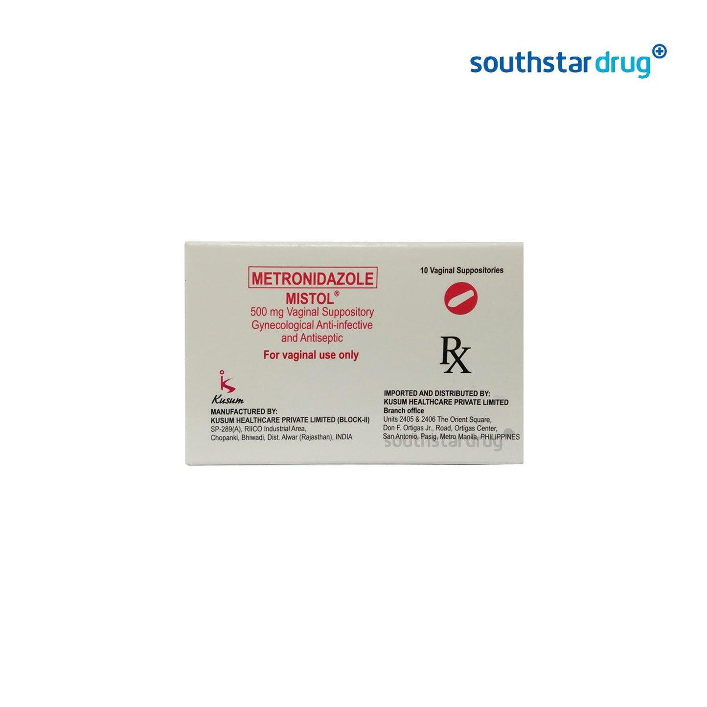 Rx: Mistol 500mg Vaginal Suppository - Southstar Drug