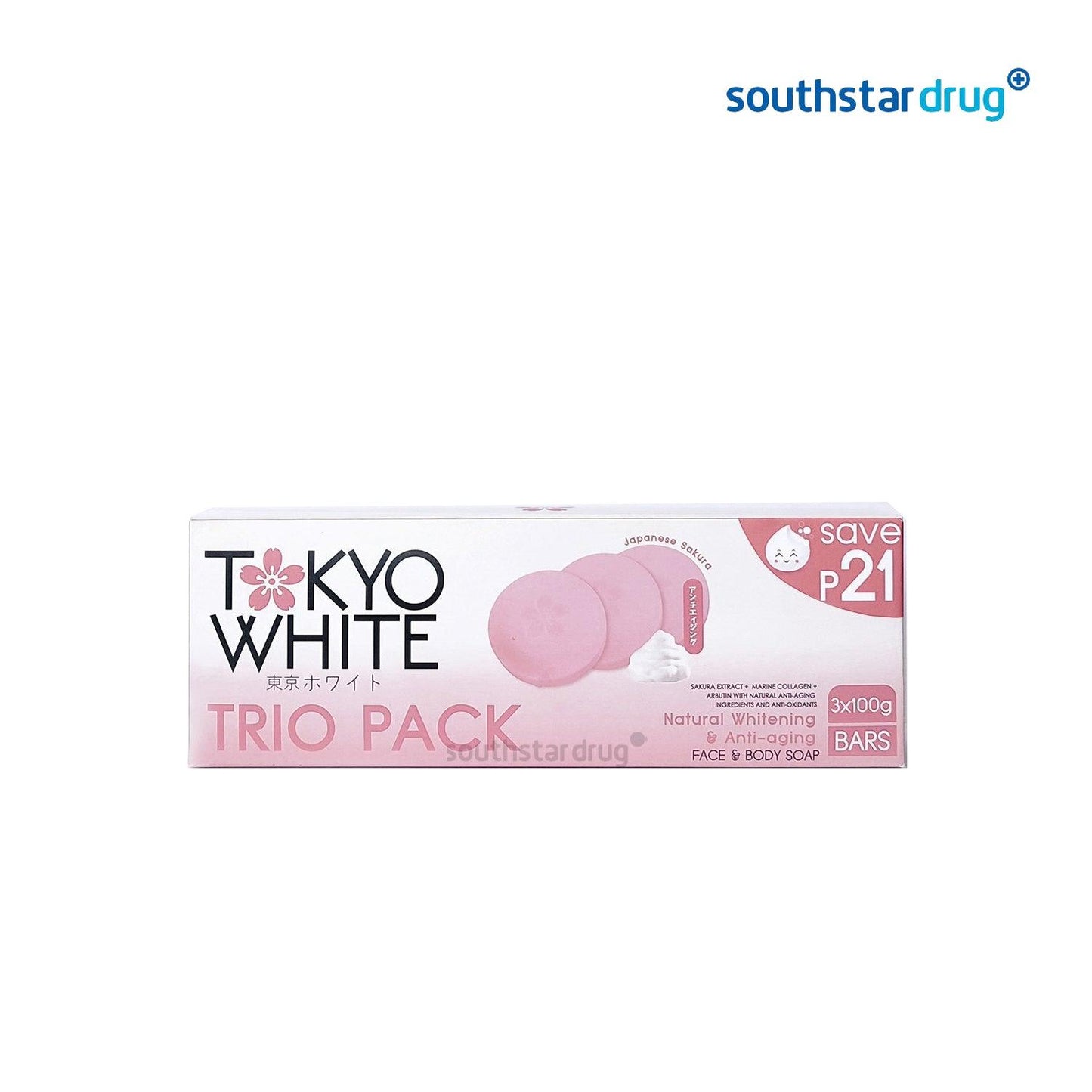 Tokyo White Soap Natural Whitening & Anti-aging Japanese Sakura 100Gx3 - Southstar Drug