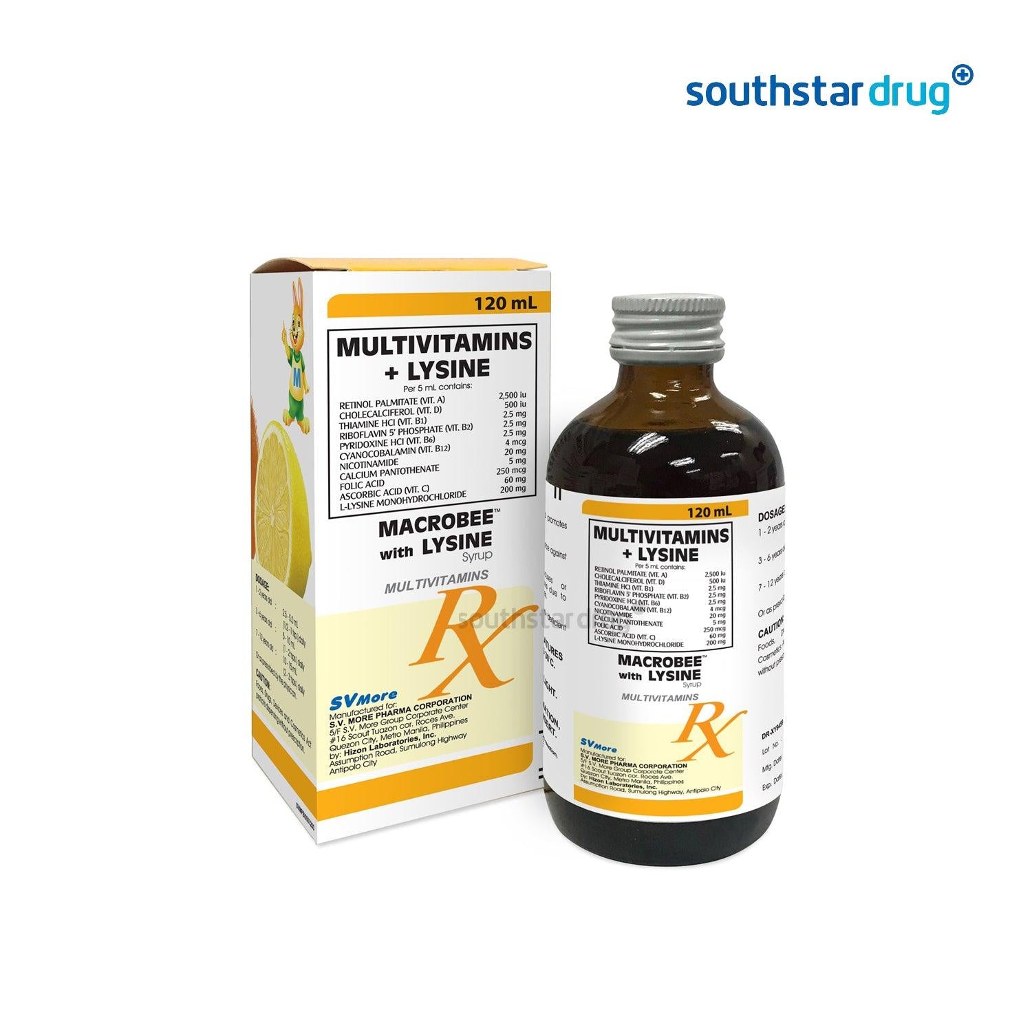 Macrobee Lysine 120ml Syrup - Southstar Drug